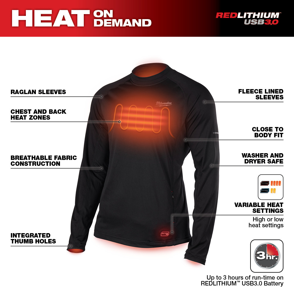 Milwaukee USB Heated WORKSKIN Midweight Base Layer from GME Supply